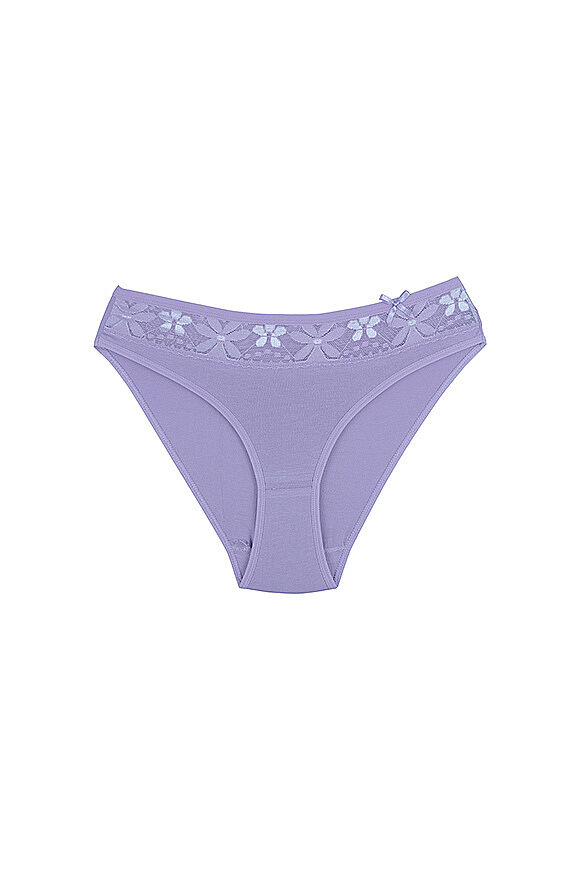 CEYLANOĞLU 12' li Lila Likralı Bayan Beli Dantelli Bikini Kilot - 1