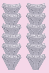 CEYLANOĞLU 12' li Gri Likralı Bayan Beli Dantelli Bikini Kilot - Thumbnail