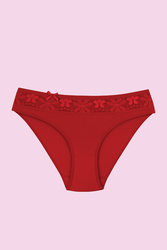 CEYLANOĞLU - 12' li Kırmızı Likralı Bayan Beli Dantelli Bikini Kilot