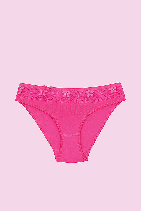 CEYLANOĞLU 12' li Fuşya Likralı Bayan Beli Dantelli Bikini Kilot - 1