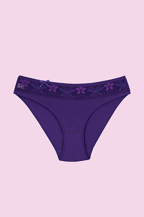 CEYLANOĞLU 12' li Mor Likralı Bayan Beli Dantelli Bikini Kilot - 1
