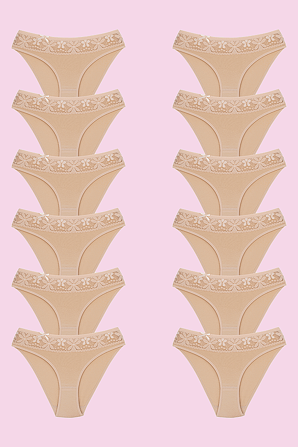 CEYLANOĞLU 12' li Ten Likralı Bayan Beli Dantelli Bikini Kilot - 2